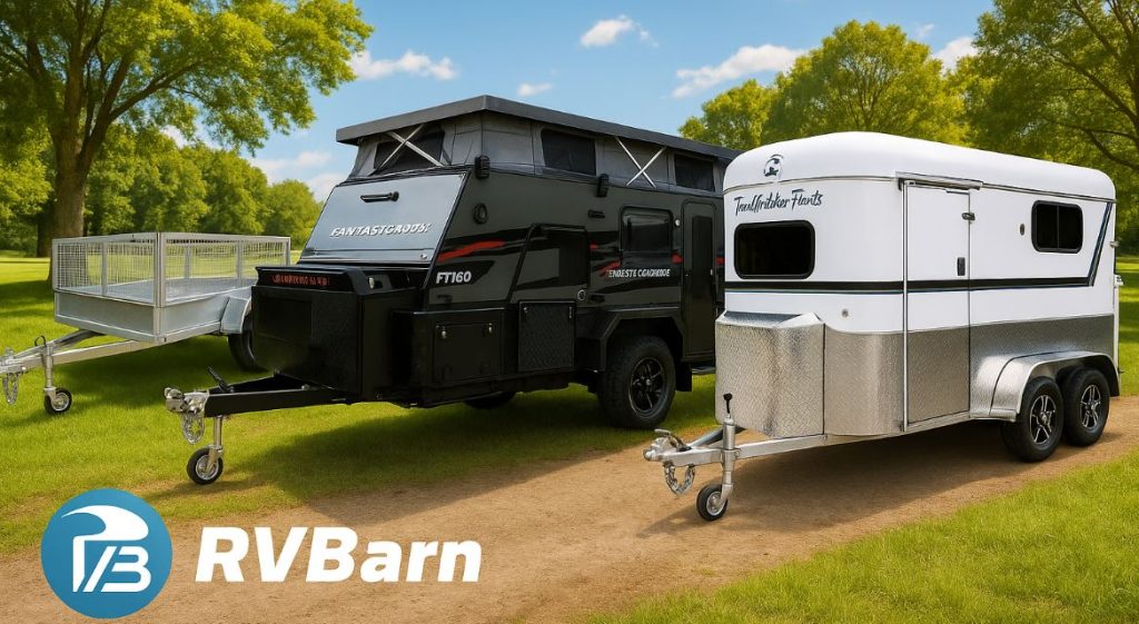 RV Barn sells trailers, caravans, and horse floats